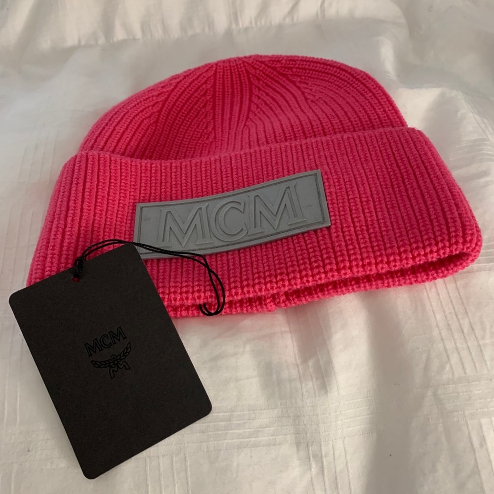 MCM Logo Patch Merino Wool Beanie